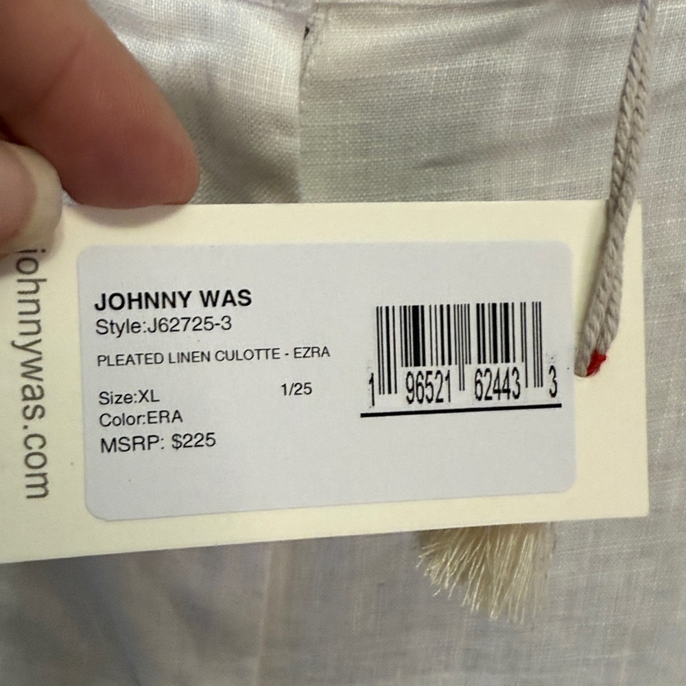 NWT JOHNNY WAS PLEATED LINEN CULOTTE PANTS XL - Picture 6 of 6